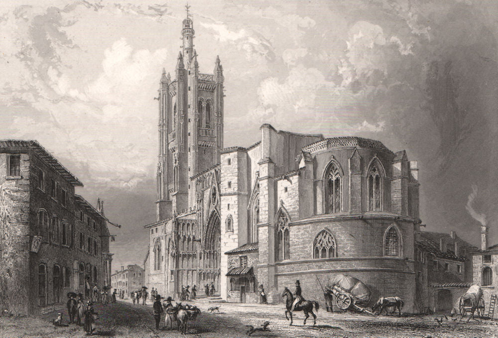 AMBERT. Église. Auvergne. Puy-de-Dôme 1844 old antique vintage print picture